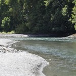 Rocky shoreline creates a different river bank